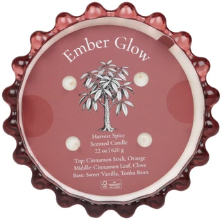 Thumbnail 2: Ember Glow 22 Oz Harvest Spice Ribbed Glass Candle 