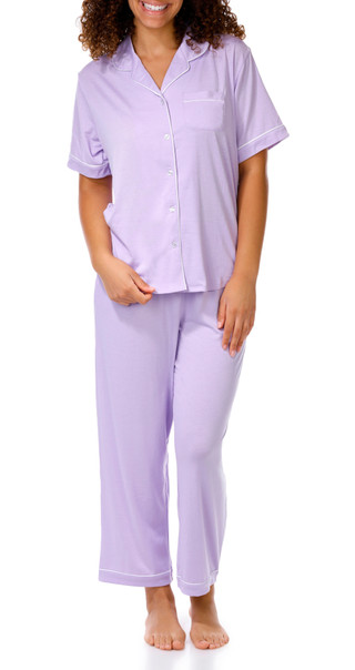 Thumbnail 1: FLORA Women's Short Sleeve Annie Notch Capri Pajama Set 