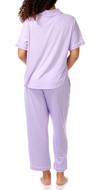 Thumbnail 2: FLORA Women's Short Sleeve Annie Notch Capri Pajama Set 