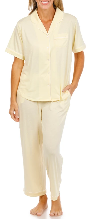 Thumbnail 1: FLORA Annie Notch Capri Pajama Set 