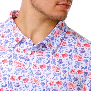 Thumbnail 3: Jedco Men's Short Sleeve Americana Printed Polo 