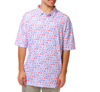 Thumbnail 1: Jedco Men's Short Sleeve Americana Printed Polo 