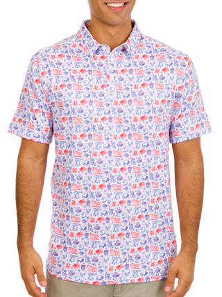 Thumbnail 2: Jedco Men's Short Sleeve Americana Printed Polo 