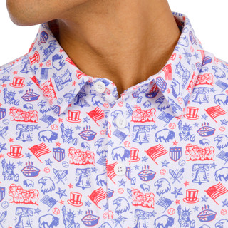 Thumbnail 6: Jedco Men's Short Sleeve Americana Printed Polo 