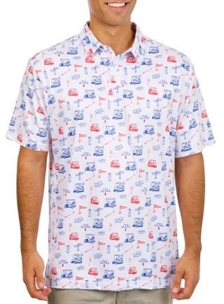 Thumbnail 1: Jedco Men's Americana Printed Golf Polo 
