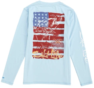 Thumbnail 1: Salt Life Long Sleeve Americana Tuna Crew Neck Shirt 