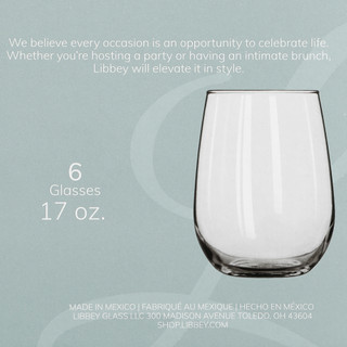 Thumbnail 3: Libbey 360 Spirits 6-Piece Stemless Wine Glass Set 
