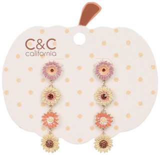 Thumbnail 1: C&C Harvest Sunflower Drop Stud Earrings 