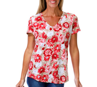 Thumbnail 1: Blue Sol Women's Short Sleeve Floral Print Top 