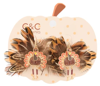 Thumbnail 1: C&C Harvest Turkey Feather Drop Earrings 