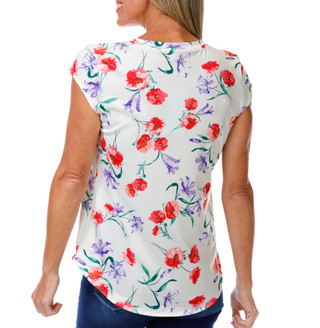 Thumbnail 2: Blue Sol Women's Cap Sleeve Floral Print Top 