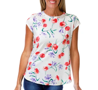 Thumbnail 1: Blue Sol Women's Cap Sleeve Floral Print Top 