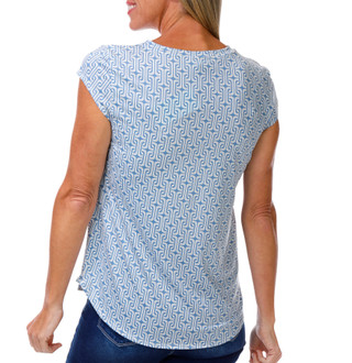Thumbnail 2: Blue Sol Women's Cap Sleeve Geometric Print Top 