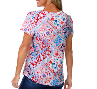 Thumbnail 2: Blue Sol Women's Short Sleeve Print Top 