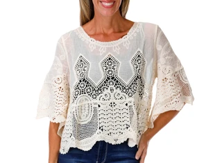 Thumbnail 1: LIV LOS ANGELES Women's Crochet Lace Top 