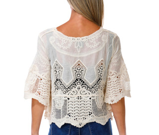 Thumbnail 2: LIV LOS ANGELES Women's Crochet Lace Top 