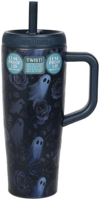 Thumbnail 1: GOURMET HOME PRODUCTS 30 oz Phantom Petals Full Handle Insulated Tumbler 