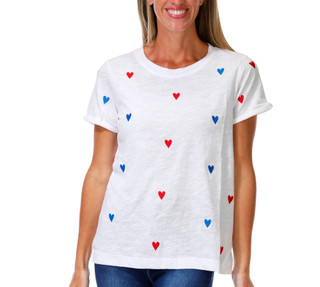 Thumbnail 1: Philosophy Women's Short Sleeve Embroidered Hearts Top 