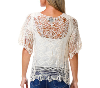 Thumbnail 2: Liv Women's Short Sleeve Crochet Top 