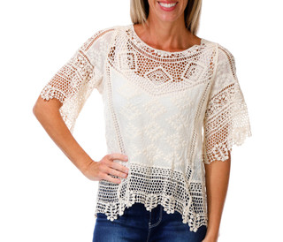 Thumbnail 1: Liv Women's Short Sleeve Crochet Top 