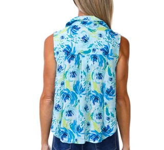 Thumbnail 2: Coral Bay Women's Sleeveless Print Pintuck Top 