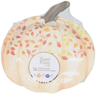 Thumbnail 1: Sugar Plum Party 16 Pk Assorted Pumpkin Paper Plates 