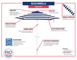 Thumbnail 6: Rio Rio 7 ft. Beach Market Umbrella & Integrated Sand Anchor 