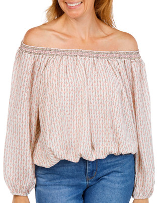 Thumbnail 1: MAX STUDIO Smock Neck Bubble Hem Blouse 