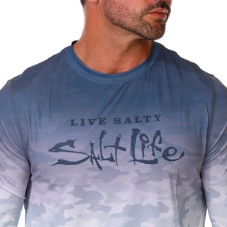 Thumbnail 2: Salt Life Fish Net Fade Long Sleeve Perf Tee 