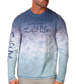 Thumbnail 1: Salt Life Fish Net Fade Long Sleeve Perf Tee 