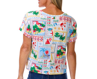 Thumbnail 2: Blue Sol Women's Short Sleeve Beach Print Top 