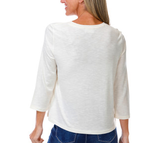Thumbnail 2: Cupio Blush Women's 3/4 Sleeve Embroidered Flamingos Top 