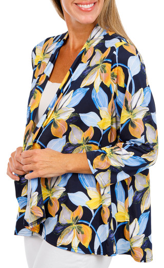Thumbnail 2: ZAC AND RACHEL 3/4 Sleeve Floral Open Front Cardigan 