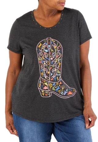 Thumbnail 1: Anneliese Women's Plus Embroidered Western Top  