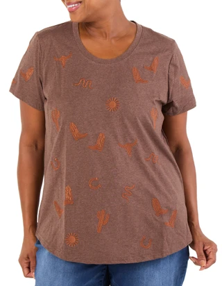 Thumbnail 1: Cure Apparel Women's Plus Embroidered Western Top  