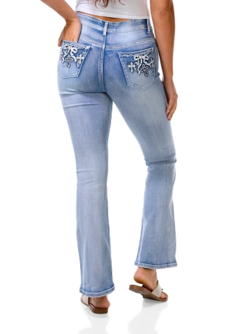 Thumbnail 2: William Rast Juniors 5 Pocket Bling Back Flare Leg Jeans 