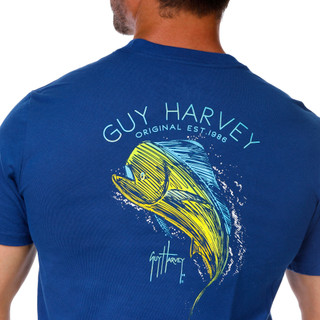 Thumbnail 4: Guy Harvey Men's Scribble Mahi Logo Graphic Tee 
