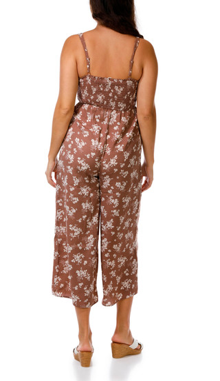 Thumbnail 2: INSPIRED HEARTS Juniors Floral  Smock Top Button Front Wide Leg Jumpsuit 