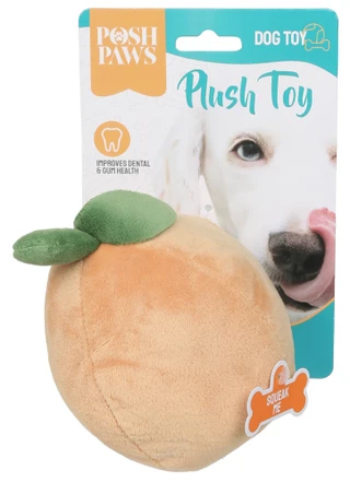 Thumbnail 1: Posh Paws Plush Orange Fruit Dog Toy 