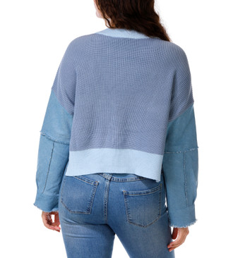 Thumbnail 2: Basic By Design Juniors Denim Sleeve Knit Pullover Sweater 
