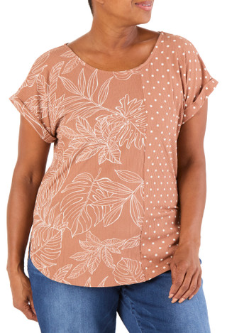 Thumbnail 1: Anneliese Women's Plus Mixed Print Top  