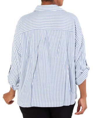 Thumbnail 2: MAX STUDIO Women's Plus Stripe Print Blouse  