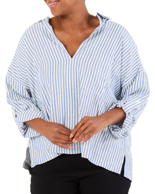 Thumbnail 1: MAX STUDIO Women's Plus Stripe Print Blouse  