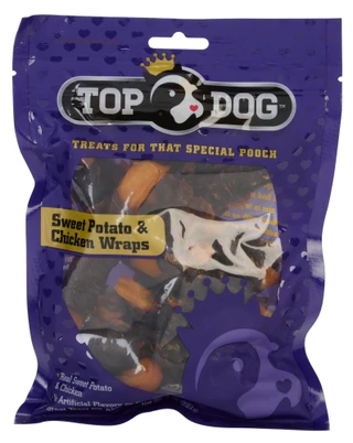 Thumbnail 1: TOP DOG 8 oz Sweet Potato & Chicken Wrap Dog Treats   