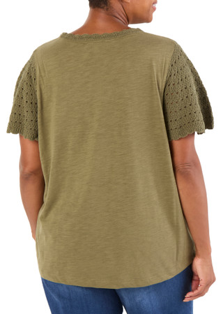 Thumbnail 2: FARMERS MARKET Women's Crochet Sleeve Top  