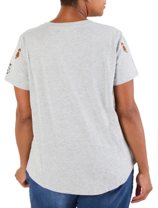 Thumbnail 2: Anneliese Women's Plus Embroidered Cat Top  
