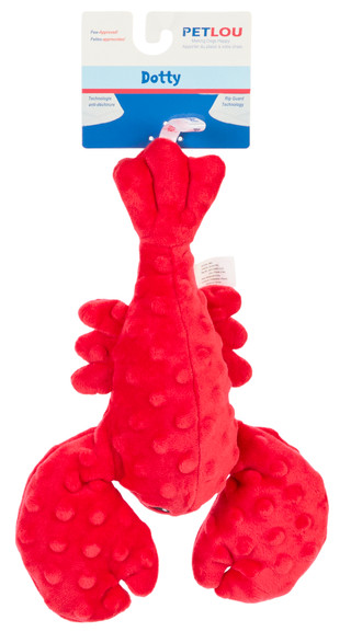 Thumbnail 1: Petlou 12" Dotty Friends Lobster Plush Dog Toy 