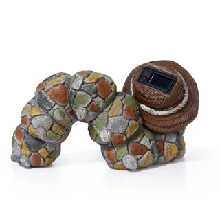 Thumbnail 3: Sagebrook Home 15in Caterpillar Solar Eyes Gray 