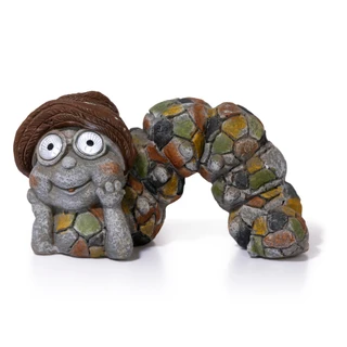 Thumbnail 1: Sagebrook Home 15in Caterpillar Solar Eyes Gray 