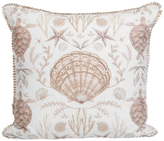 Thumbnail 1: Loom House 20x20 Seaside Scallop Shell Embroidered Throw Pillow 